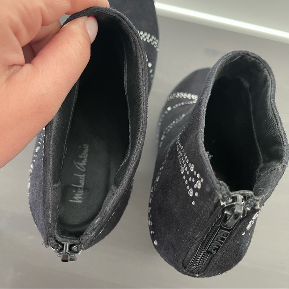 Michael Antonio Black Suede Booties with Rhinestones, Ankle Boots, Platform Boot - Picture 9 of 9